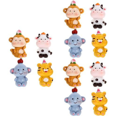 OUNONA 3 Series Adornos De Animales Para Pasteles Decoración De Cupcakes De Figuritas De Animales Para Fiestas Y Cumpleaños Diseño Divertido 4 Piezas X 3