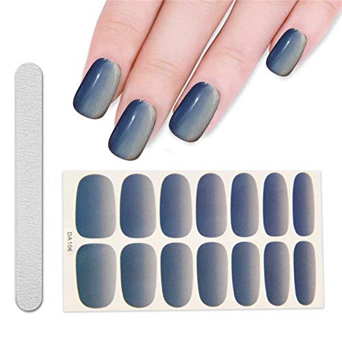 5 Sheet Full Nail Art Polish Stickers Strips Self-Ashesive False Nail Design Manicure Set With 1Pc Nail Buffers Files
