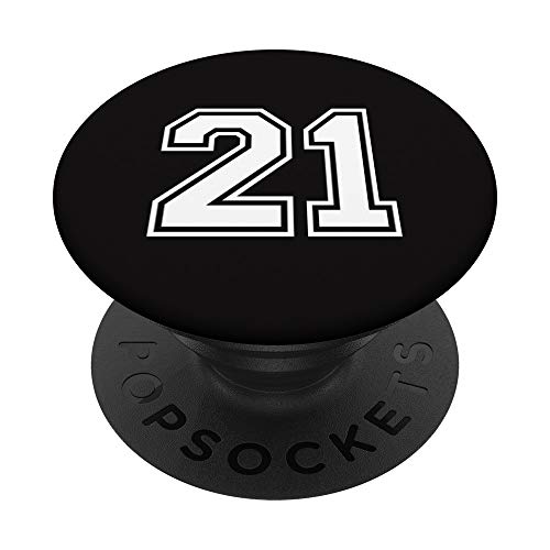 Ice Hockey Personalized Jersey No #21 Puck Number 21 Gift PopSockets PopGrip: Swappable Grip for Phones & Tablets