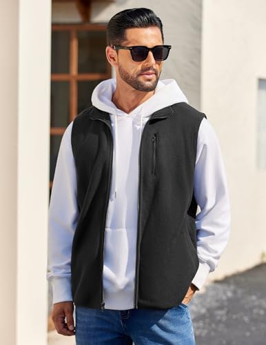 COOFANDY Men's Lightweight Fleece Vest Sleeveless Zip Up Warm Jacket Casual Outerwear Vests With Pockets2