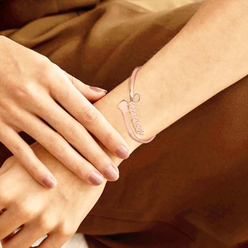 Personalized Name Bracelets for Women Custom Engraved Cuff Bangle with Name 18K Gold Plated Bracelets Customized Adjustable Open Bracelet Jewelry Gifts for Women Her Mom4