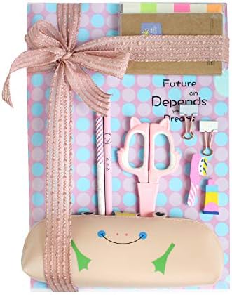 Emartbuy Cool Stationery Unique Gift Set with Document Holder Pencil Case Pencils Ball Point Pen Eraser Ruler in Ribbon