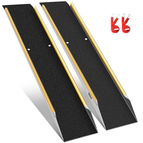 BEJONI 48" Aluminum Motorcycle Ramp, 2PCS 1200 lbs Capacity Lawn Mower Ramps for Sheds, 10'' Wide Non-Slip Loading Ramps for Pickup Trucks, ATV, UTV, Dirt Bike, Golf Cart, Scooter, Boat, Bike