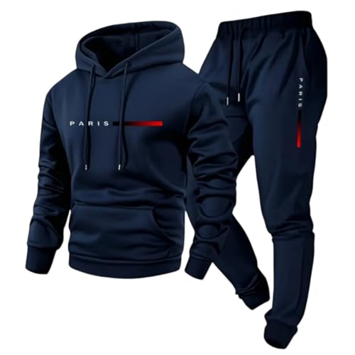 MOKBAY Survetement Homme, Bas de Jogging Interieur À Capuche Survetement Ensemble Ample Pulls, Gilets Et Sweats Vetement Homme Bleu Marine L