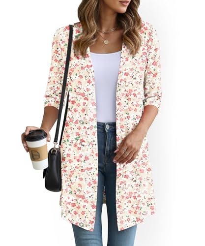 Image of YSYOKOW Lightweight Cardigans for Women 3 /4 Sleeve Long Open Front | Cardigan sweaters for women lightweight, summer cardigans for women lightweight, long cardigans for women trendy, dressy