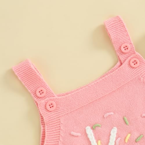 Infant Baby Girl Sleeveless Knit Romper Half and One Birthday Outfit Cute Baby Girl Summer Clothes3
