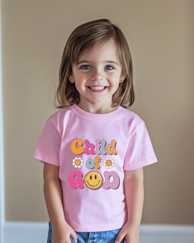 Image of Christian T-Shirts Child of God Shirt Kids Toddler Cute Girls Boys Short Sleeve Tops Graphic I'm A Child of God Tee 2-8 Years