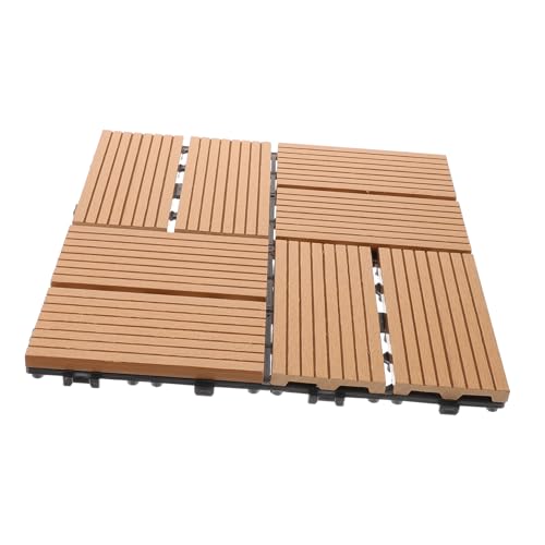 IWOWHERO Wood Plastic Floor Slabs Garden Tiles Outdoor Patio Flooring Interlocking Deck Tile Balcony Deck Flooring for Porch