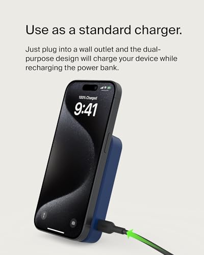 Image of Belkin 10000mAh 15W Qi2 MagSafe Power Bank w /Built-in Kickstand