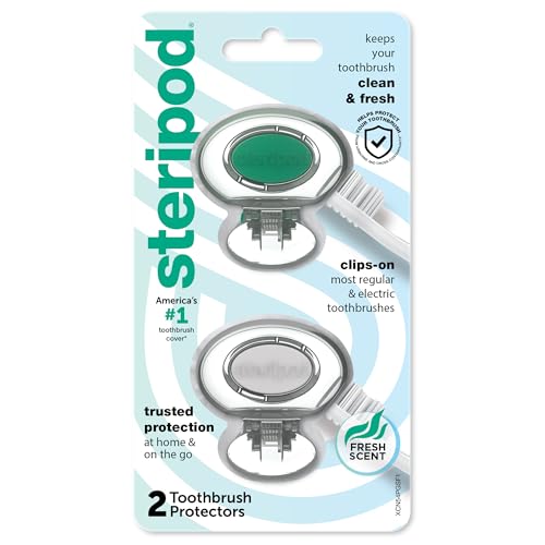 steripod clip-on toothbrush protector greensilver 2 count