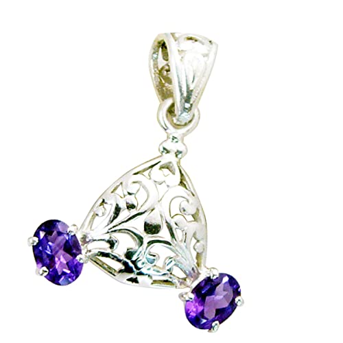 Pendentif en argent violet et améthyste véritable style bijouterie antique - 3