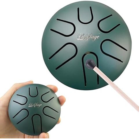 LeSage Rain Drum for Outside Chakra Mini Steel Tongue Drum 3 Inch Sound Healing Zen Meditation Instrument 6 Note Chakra Drum for Rain for Adults Yoga Gifts Cover