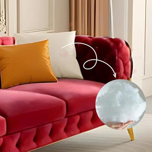 Image of A to Z Furniture Modern Classic Fabric & Valvet Tufted Chesterfield Sofa Living Room and Office (3+1= 4 Seater Sofa Set with Footrest Burgundy)