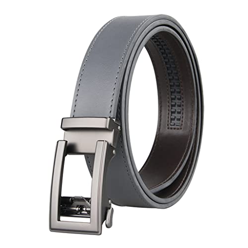 Cintura Uomo Cinture in Pelle per Uomo Cinturino Maschio Metallo Fibbia Automatica 3.5cm Cintura Uomo (Colore: Grigio, Misura: 115CM) (Grigio 100)