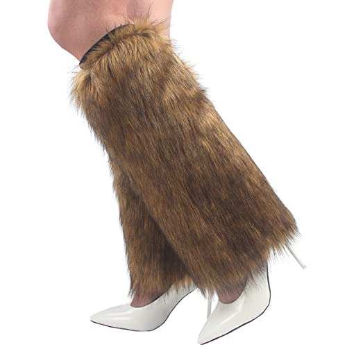 Image of Womens Fluffy Faux Fur Leg Warmers Cozy Fuzzy Long Boot Cuffs Covers