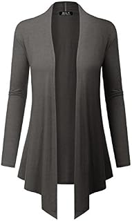 BH B.I.L.Y USA Women's Open Front Drape Hem Lightweight Cardigan with Pockets Charcoal