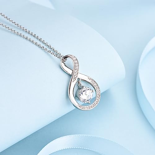 EPIRORA Gifts for Mom- Cubic Zirconia Love Knot Pendant Necklace for Mom/ Mother in Law/ Boyfriend's Mom/ Mother of the Bride/ Mother of the Groom, Dainty Jewelry Gifts for Wedding Birthday Christmas, 18"3