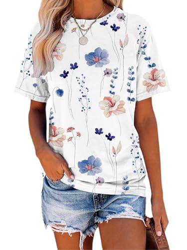 TAKEYAL Damen-T-Shirt mit Los Angeles-Grafik, Kalifornien, Buchstabendruck, kurzärmelig, locker,...