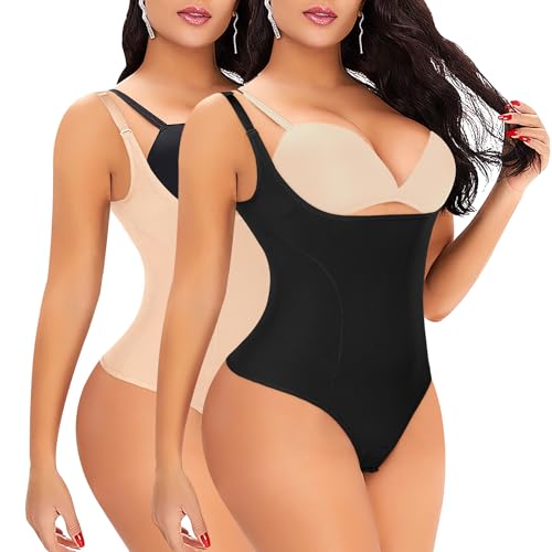 Image of Thong Shapewear Bodysuit for Women Tummy Control Open Bust Body Shaper | Light Tummy Control Thong Bodysuit,Slimming Body Shaper Slimmer,Shaping Bodysuit Thong Girdle