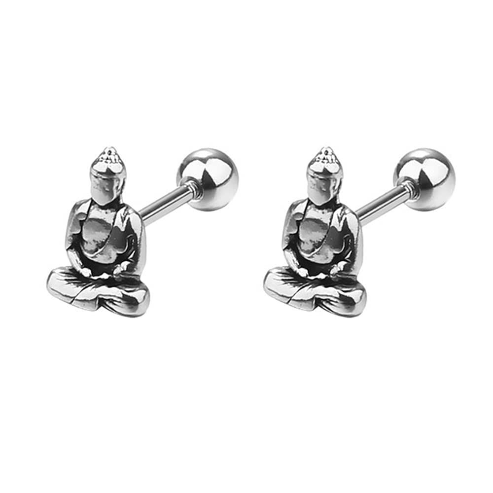 Orecchini a bottone in argento sterling a forma di Buddha