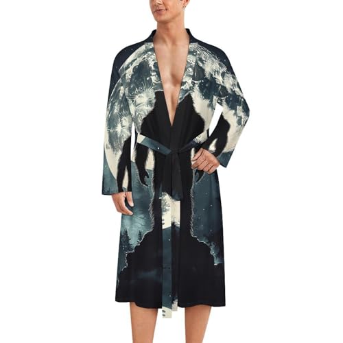 Ropa de dormir suave Bigfoot And Moon bata larga masculina para mañanas relajadas