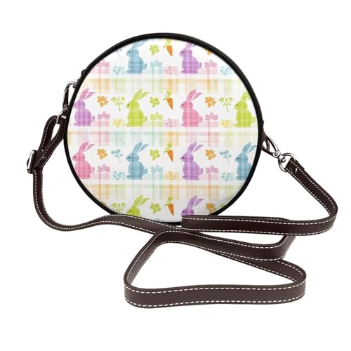 Sac à bandoulière rond rayé pour femme en cuir végétalien