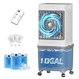 Flymoon Upgraded Cooling 10 Gallon Evaporative Air Cooler, Swamp Cooler with 120° Oscillation, 7-Hour Timer, Remote Control, Detachable Tank for Space-Saving Storage, for Bedroom, Office, Garage
