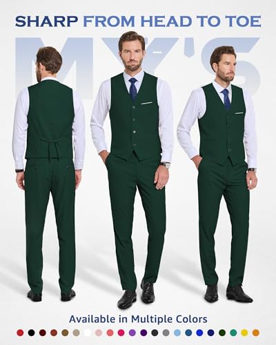 Image of MY'S Men's 2-Piece Suit, Vest Pants Set for Men, Casual Waistcoat with Tie for Prom Wedding Homecoming