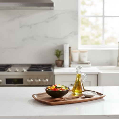 Deconox Akasya Ağacı Kayık Sunum Tepsisi (33x20 cm) | Ahşap Servis ve Kahve Tepsisi | Peynir, Şarküteri ve Dekoratif Banyo/Masaüstü Organizeri - Görsel 5