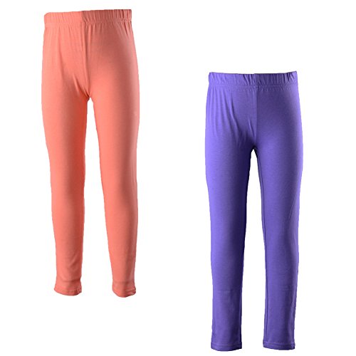 Monvecle 2 Pack Girls' Lycra Cotton Footless Tight Leggings 2 Colors All Seasons 5-12y