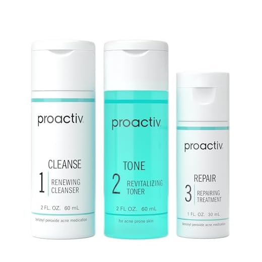 Proactiv 3 Step Acne Treatment - Benzoyl Peroxide Face Wash, Repairing Acne Spot Treatment for Face and Body, Exfoliating Toner - 30 Day Complete Acne Skin Care Kit