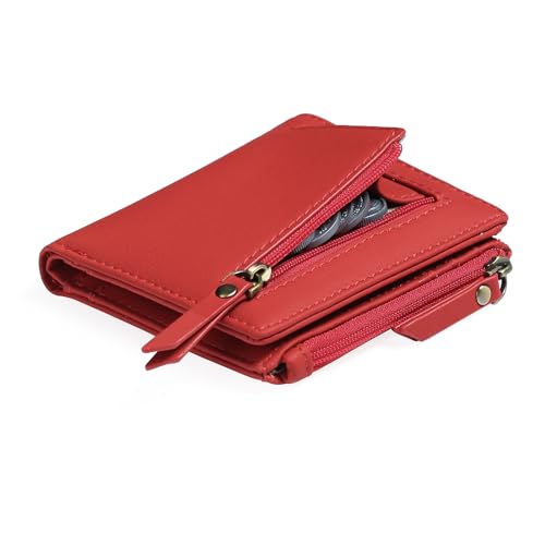 Image of GOIACII Small Women's Wallet Compact Bifold Credit Card Holder Mini Ladies Purse with 2 Zipper Coin Pockets