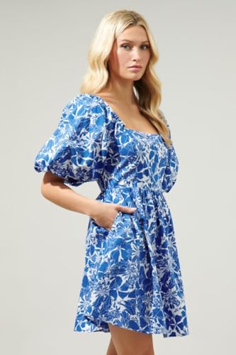 Image of Manojava Designer Women's Cotton Blend Bodycon Printed Puffy Sleeve Dress Short Sleeve Bodycon Dress, Women's Cotton Blend Printed Puffy Sleeve Designer Dress