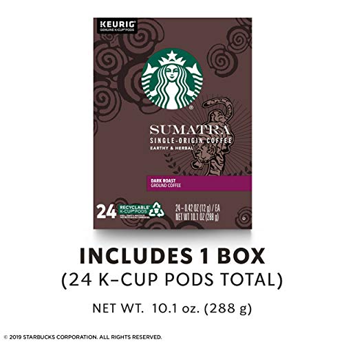 Image of Starbucks Dark Roast K-Cup Coffee Pods - Sumatra for Keurig Brewers - 1 box (24 pods)