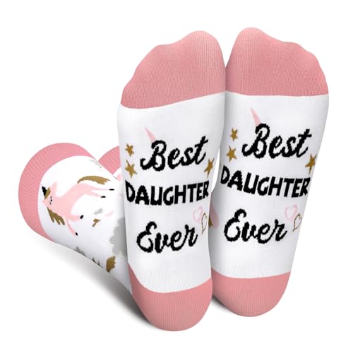Cantustime BEST DAUGHTER EVER Socks for Women and Teens Girls - Funny Novelty Valentines Birthday...