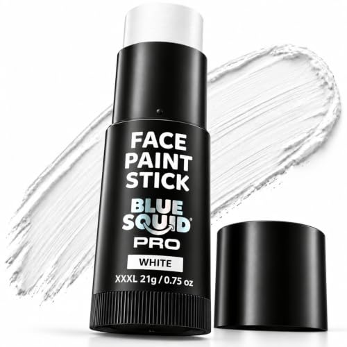 Blue Squid - XXXL - White Face Paint Stick PRO - Waterproof Body Paint for Adults & Kids Eye Black Baseball - Vegan Hypoallergenic Twist-Up Non-Toxic Makeup Stick for Cosplay, Sports