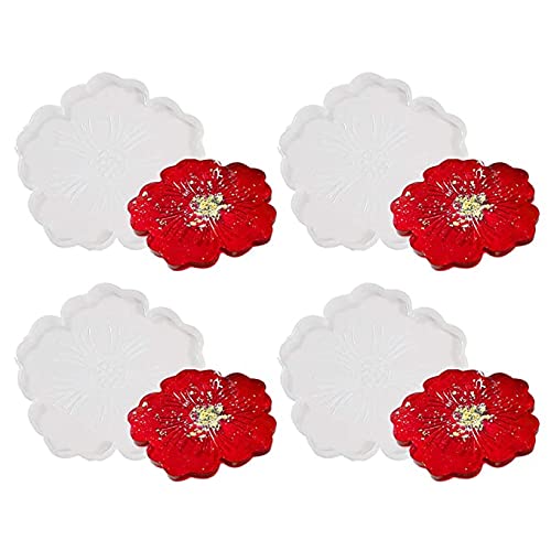 BRIGHTAIL INFRA 4 Pcs. Flower Coasters Mold for Resin Art Creative DIY Multipurpose Transparent Silicone Coaster Tray Mould(Resin Art Flower Coaster Mold(4.7 Inch) Set of 4) (B09TH6YTMV) Amazon Price History, Amazon Price Tracker