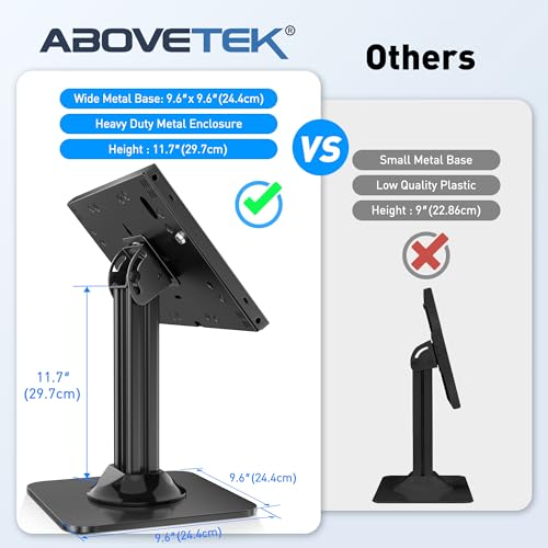 AboveTEK Anti-Theft iPad Kiosk Stand – POS Security Stand & Locking Tablet Stand – Heavy Duty Base, 360° Swivel, 75° Tilt Bracket – Retail Business for iPad/iPad Air/iPad Pro (Black) by AboveTEK - Image 8