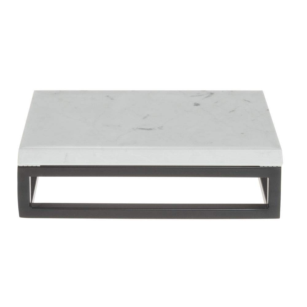 HUBERT Black Display Riser with Marble Top - 3 1/5" H