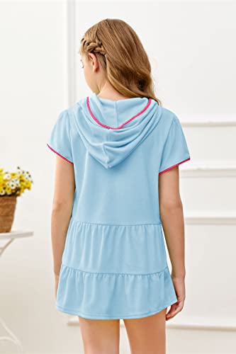 Mafulus Girls Hooded Terry Coverups Swim Beach Zip Cover-Up Summer Short Sleeve Ruffle Dress #TOP2