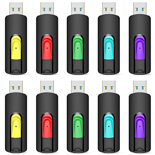 Image of Aiibe 10 Pack 64GB Flash Drive USB Drive 64GB USB Flash Drives Thumb Drives USB 2.0 Memory Stick Bulk (64 GB, 10 Pack, 5 Mixed Colors)