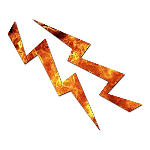 Image of Lightning Bolt - Vinyl Decal Sticker - 7 inch x 5.75 inch - Orange Flames