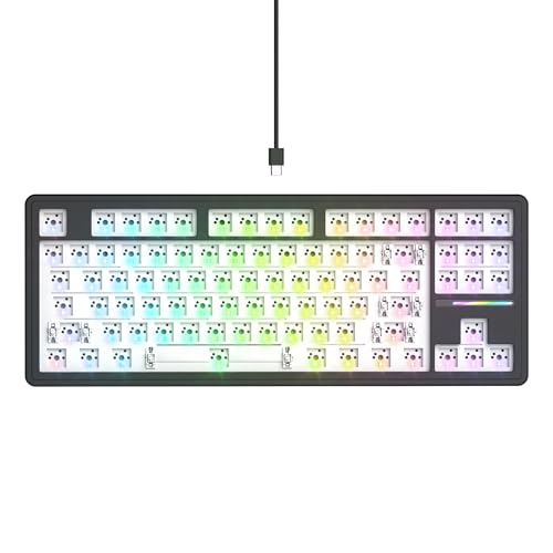 GTSP 75% Custom Barebones Keyboard kit Gasket Mouted，Blank DIY Silent TKL Mechanical Gaming Keyboard PCB Hot Swappable 3pin/5pin Switch with South-Facing RGB for Win/Mac (M87 Kit-Black)
