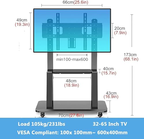 Soporte móvil para TV con altura ajustable miniatura 2