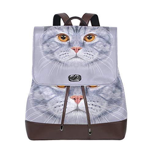 zaino con testa di gatto grigio