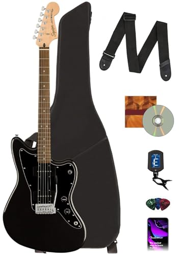 Fender Squier Affinity Jazzmaster w/Laurel�t�B���K�[�{�[�h - ���^���b�N�u���b�N�o���h�� �M�O�o�b�O�A�`���[�i�[�A�X�g���b�v�A�s�b�N�A�I�[�X�e�B���o�U�[������DVD�t��