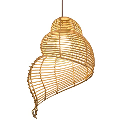 Lámpara Colgante de ratán en Espiral, Estilo Pastoral, Natural, Estilo del sudeste asiático, de bambú, Hecha a Mano, para el hogar, Sala de Estar, Cocina, Isla, Dormitorio y Restaurante.