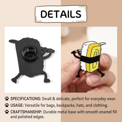 Image of Sushi Samurai Enamel Pins Set - Cute Gourmet Alloy Pin for Jacket and Bag (Pack of 2)