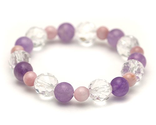 Amazon | クンツァイト ラベンダーアメジスト 水晶 ブレスレット (14