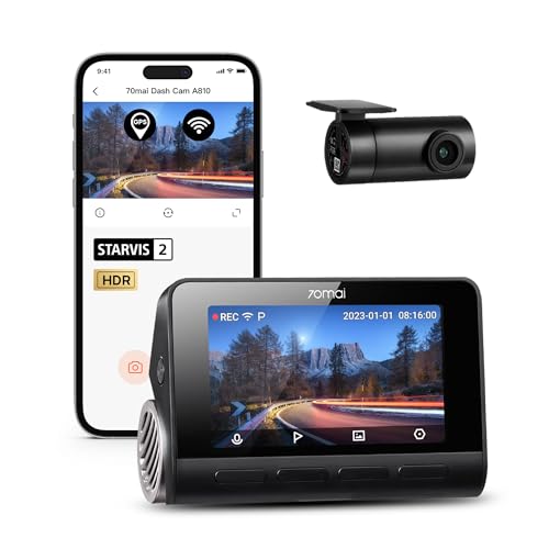 70mai 4K Dash Cam Front and Rear, Built in Wi-Fi & GPS Car Camera, Dual HDR Dash Camera for Cars,...